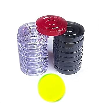 Transparent Crystal Carrom Coins, 6MM (Pack of 20) with 6mm, 2 Plastic Striker & 10Grms Disco Powder, Pack of 1