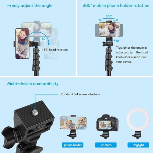 Trípode palo selfie extensible 1.7m con giro 360° para vídeos estables 5