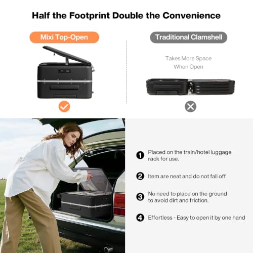 Image of mixi 26 Inch Large Checked Luggage PC Hard Shell Suitcase Top Opening Aluminum Frame Travel Suitcases with Wheels, Black