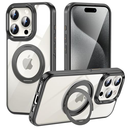 iPhone 15 ProMax �P�[�X MagSafe�Ή� �����O�X�^���h��̌^�y�c�����Ή��E���掋��/�ʋ�/�d���ɕ֗��z �p�x�����\ �N���A�P�[�X ���b�L�t���[�� ����d�グ �ϏՌ� �J�����ی� ���C�����X�[�d�Ή� �X�g���b�v�z�[���t�� �y�� ���^ 