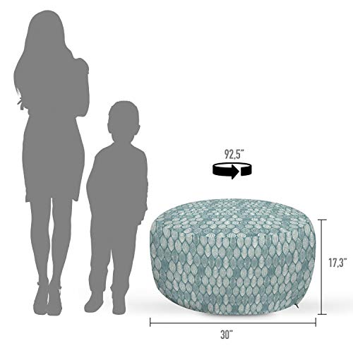 Ambesonne Geometric Pouf Cover With Zipper, Different Type Of Oval Doodle Round Leaf Textured Harvest Graphic, Soft Decorative Fabric Unstuffed Case, 30" W X 17.3" L, Coconut Turquoise #TOP3