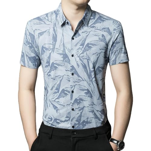 Chemise boutonnée à manches courtes pour homme motif floral USTZFTBCL