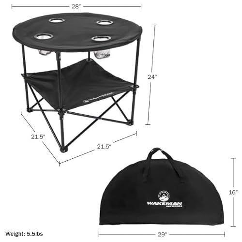 Wakeman 75-CMP1142 Camping Table - 2-Tier Folding Table With 4 Cupholders And Carry Bag For Picnic, Tailgate, Beach, Or Camp - Camping Gear Outdoors thumb #2