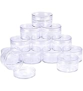 BENECREAT 12 Pack 2.2"x1.33" (50ml) Empty Clear Plastic Bead Storage Container jar with Rounded S...