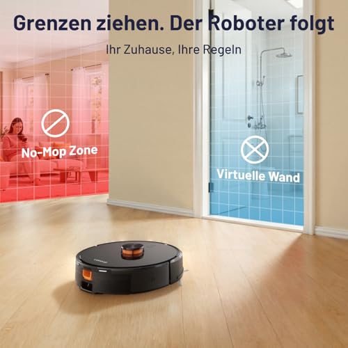 VONKO S6 Pro Saugroboter mit Wischfunktion und Absaugstation, 8000Pa Saugkraft,LiDAR 2.0 Laser Navigation,180 Min.Laufzeit,Teppicherkennung,App/Alexa,Ideal für Tierhaare,Teppich & Hartböden