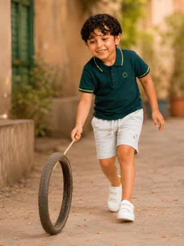 Image of Pilolo Kids Soft Cotton Terry Lycra Adjustable Drawstring Pocket Shorts for Boys