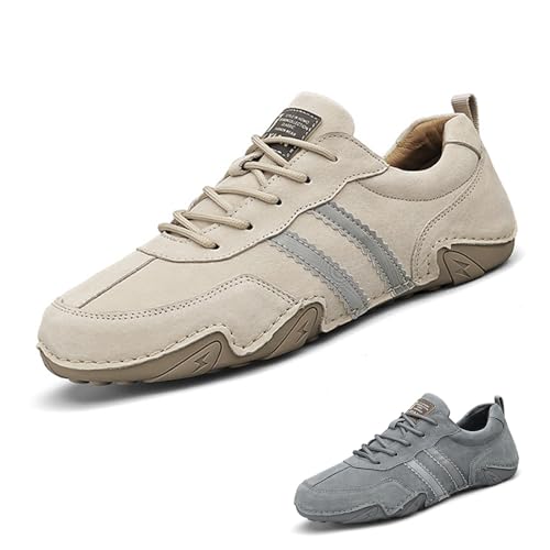 Image of Runscbk Men's Retro Handmade Suede Chukka Shoes with Arch Support,Fashion Casual Lightweight Outdoor Sneakers for Hiking Trailing Commuting
