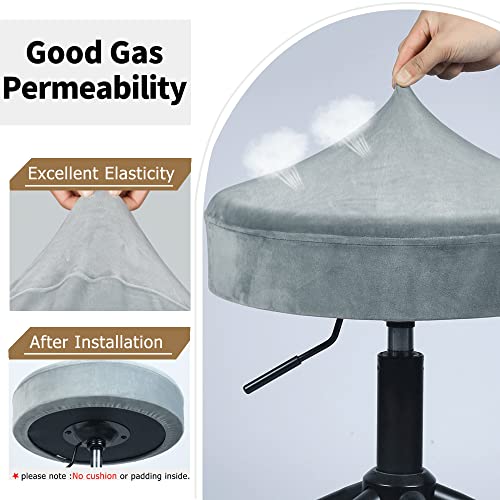 Sinosso Bar Stool Cover, Super Soft Velvet Dia.11-13" Round Stretchy Washable Dustproof Slipcover For Upholstered Furniture (S, Dark Grey,1 Count) #TOP2