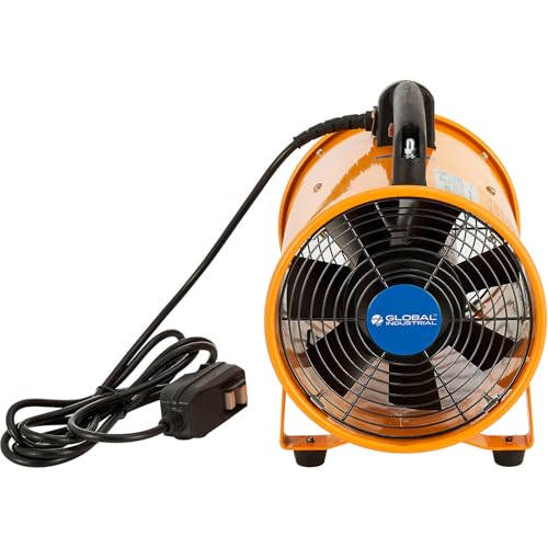 Ventilador de ventilación portátil Global Industrial, 8" de diámetro para espacios confinados, ventilador soplante de 2 velocidades, 570 CFM, 1/8 HP, cable de alimentación GFCI de 10 pies, 120 V, 12" L x 9" A x 12" H miniatura 2