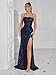 ADYCE Elegant Evening Dress Women Party Long Formal Dress Sequined Strap Ladies Gown Bodycon Floor Length Female Outfits (Dark Blue,Medium)