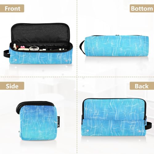 Bolsa de viaje para herramientas de cabello con tapete térmico para planchas y rizadores color azul cielo con diseño craquele miniatura 5