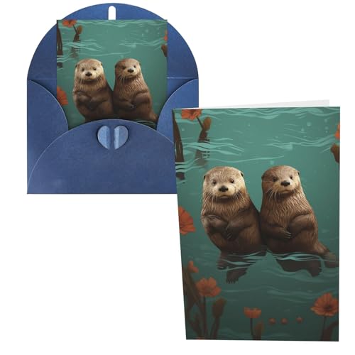 QMNSEHF Otters in Love O[eBOJ[h t Thank YouCard Happy BirthdayJ[h fB[X Y NX}X nEB   m[gJ[h @ O[eBOJ[h 4x6