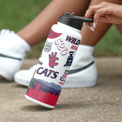 Image of Logo Brands NCAA Native 34 oz Quencher Water Bottle - | Local Icons Design | Double-Wall Insulated| Leak-Proof Lid & Built-In Straw