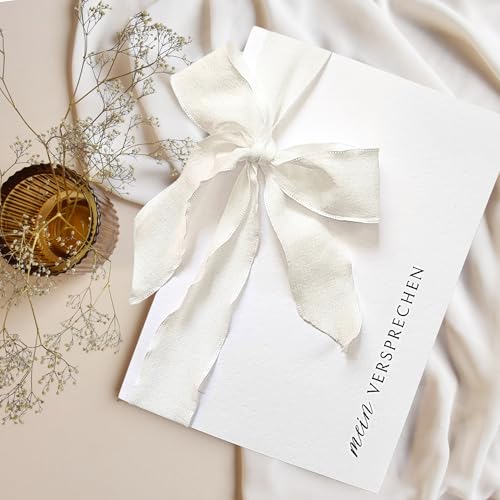 Stella & Soul Gelübde Karten | 2er Set für Eheversprechen, aufklappbare Karte A5 mit Schleife & Einlegepapier für Hochzeit, Braut, Bräutigam