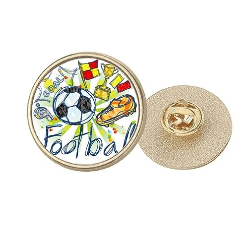 Broche football doré rond dessin animé taille M cadeau original pour fan de foot
