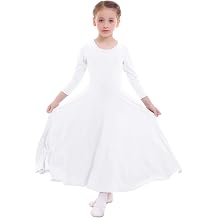 Z&X Girls Long Sleeve Praise Dance Full Length Wide Swing Lyrical Dancewear Liturgical Worship Costume Dress