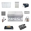 Lion Premium Grills | BBQ Gas Grill Bundle | 32 Inch Grill Package 4 (Natural Gas), Double Access Doors, 4.5 Cubic Refrigerator, Vent Enclosure, Rubber Mat, Ice Bucket, Grilling tools and More