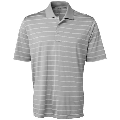 adidas Golf Men's Puremotion 2 Color Stripe Jersey Polo, Light Onix/White, Large