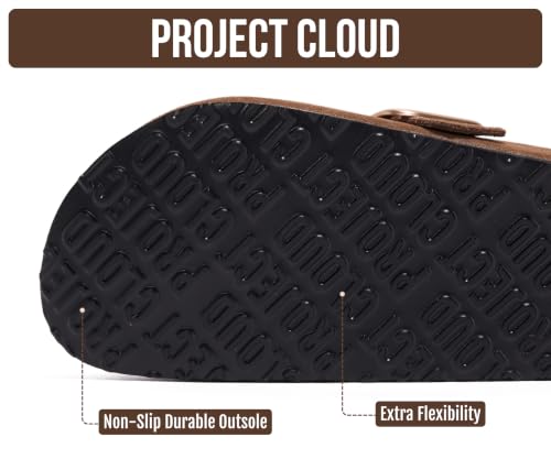 Image of Project Cloud 100% Genuine Leather Clogs for Women Shoes - Memory Foam Insole, Non-Slip & Natural Cork Footbed Arch Support Big Buckle Womens Clogs and Mules Footwear (Manchester)