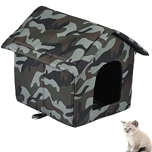 MUYYIKA Casa Impermeable para Gatos para Exteriores, casa para Perros y Mascotas, Resistente al Invierno, Plegable, cálida, Oxford, Refugio para Gatos, caseta para Mascotas, Cama para Gatos al Aire