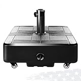 FRUITEAM Fillable Mobile Umbrella Base, 100 LBS Patio Umbrella Weight Base Heavy-Duty,Plastic Base Water & Sand Filled Umbrella Stand Holder with 4 Wheels, Easy to Move