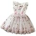 Toddler Girls Ruffle Sleeve Floral Embroidery Dress, A-Line Cute Tulle Princess Formal Birthday Party Dresses for 3-8 Years