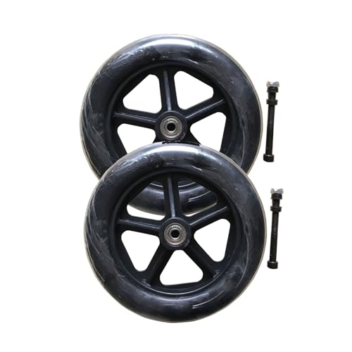 LHX Wheelchair Accessories A Pair of Front Wheels Thickened Manual 8-inch Wheelchair Wheel Accessories 19cm Diameter Universal Front Wheels(Black)