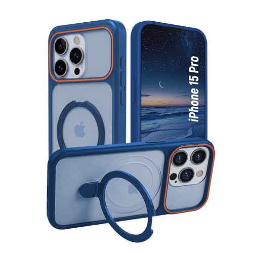 Image of AIBEX Protective OStand Case Compatible for Apple iPhone 15 Pro MagSafe Compatible | Slim Shockproof Back Cover with Camera Lens Protection, Strong Magnetic Support & Anti-Slip Grip | Military Grade