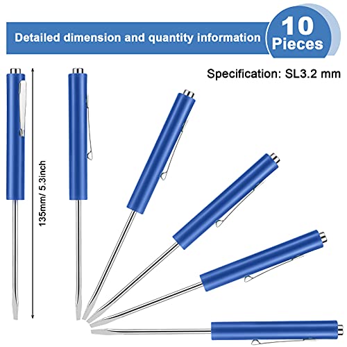 Image of Honoson 10 Pieces Pocket Screwdriver Mini Tops and Pocket Clips Magnetic Slotted Small Screw Driver with a Single Blade Head for Mechanical, Electrician(Blue)