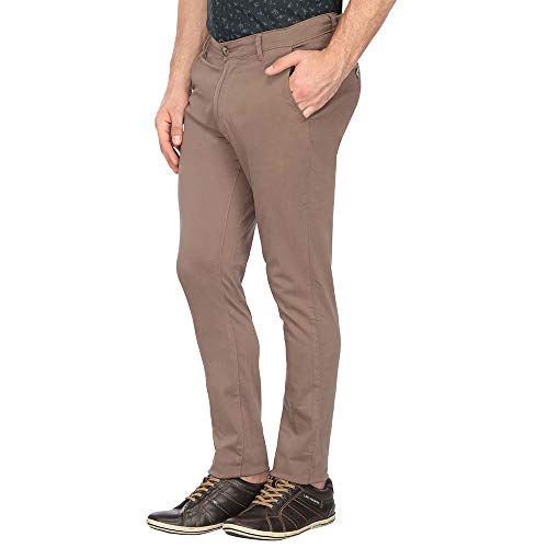Image of VETTORIO FRATINI by Shoppers Stop Mens 4 Pocket Solid Chinos Brown