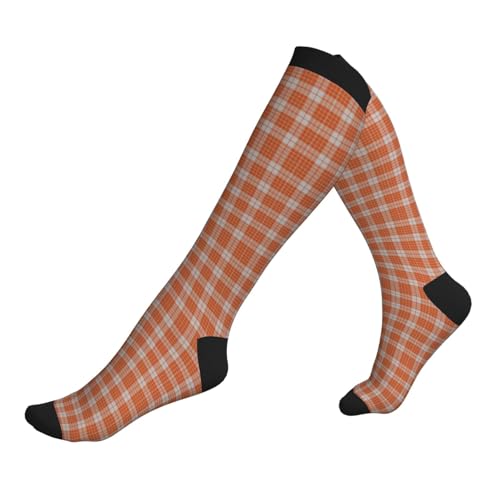 EOQIFJM Burnt Orange Fashion Tartan Plaid Soft Stretchy Calf Compression Sleeves For Men Women, 3 Black
