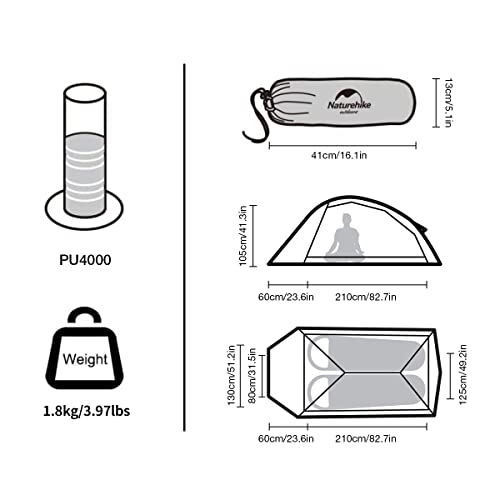 image for Naturehike Cloud-Up 2 Person Tent Lightweight Backpacking Tent with Fo