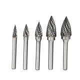 Keenso 5-teiliges Hartmetall-Rotationsfeilen-Set mit Doppeltem Schnitt, Hartmetallmaterial, Hochtemperaturbeständig und Hochfest, mit 6-mm-Schaft, für das Oberflächenschleifen von