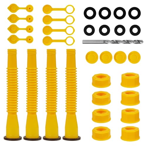 33 Pcs Gas Can Spout Replacement Kit,Gas Can Spout Replacement Fits 5 Gallon Gasoline Cans,with Flexible Nozzles,Screw Collar Gas Caps for Fuel Transfer Tanks