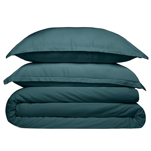 Cosy House Collection 100% Rayon Derived from Bamboo Duvet Cover Set - Cooling, Breathable, Soft & Smooth Weave Set with Shams (King/Cal King, Dark Teal)