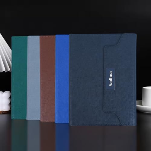 Image of Giftana Personalized Diary with Name, Customized Leather Notebook Diary with Magnetic Flip Lock, A5 Size, 192 Ruled Pages Office Diaries for Writing, New Year Corporate Gifts for Employee (Black 5)