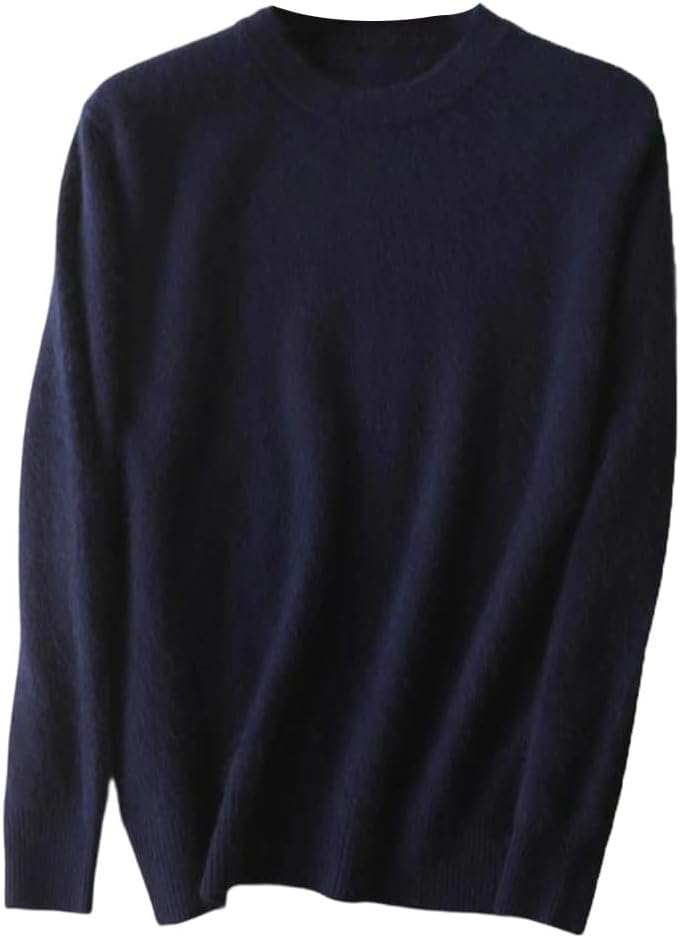 Men's Mink Cashmere Sweaters Solid Soft Warm O-Neck Casual Pullovers Long Sleeve Jumpers Tops