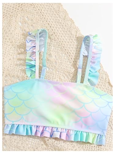 WDIRARA Girl's 3 Pieces Bikini Set Ombre Bathing Suit with Layered Ruffle Cover Up Skirt3