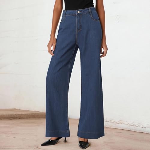 Pantalones vaqueros transpirables para mujer con tiro alto elástico que no aprieta 3