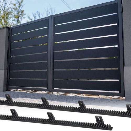 Image of uxcell Nylon Gear Rack, 2 Pcs Total 6.6 ft Heavy Duty Reinforced Racks with Mounting Hardware Straight Gears for Slide Door Operators, Sliding Gate Openers
