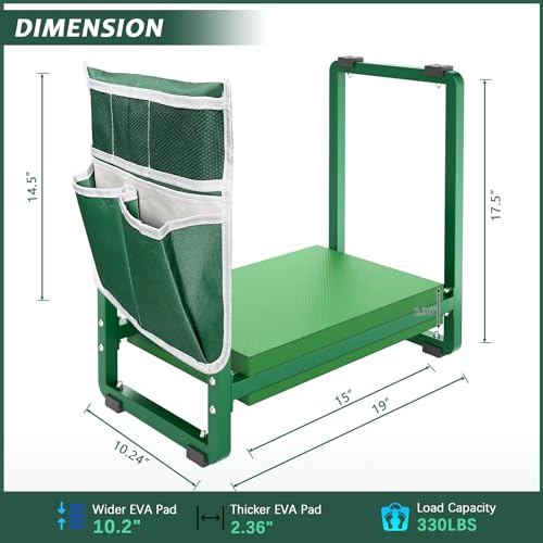 FLINTER 10.2\" Wider Garden Kneeler and Seat, Heavy Duty Thick Gardening Bench for Kneeling and Seat - Garden Kneelers for Seniors, Gardening Stools for Women, Grandparents, Gardeners