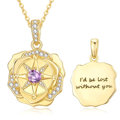 JIYVY32 14K �S�[���h �R���p�X �l�b�N���X �����p I'd be be lost without you �y���_���g�l�b�N���X �o�����^�C���f�[ ��̓� ���� �� �� �ޏ��ւ̃M�t�g, �x�[�X�B, �L���[�r�b�N�W���R�j�A