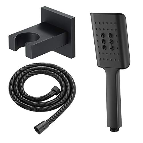 Set de regadera manual con manguera y soporte negro