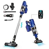 Akku Staubsauger, Staubsauger Kabellos Matratzenreiniger 25KPA mit LED Display, Bürstenloser Motor bis zu 60 Minuten Laufzeit, Staubsauger Beutellos, 8-in-1 Vacuum Cleaner für Teppich Böden Tierhaare