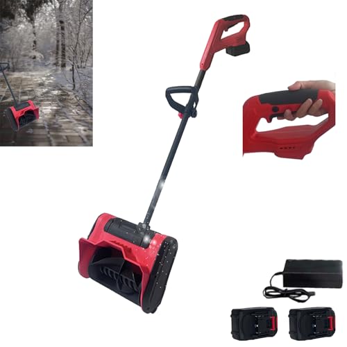 Hooha Schneeschaufel 3.5kg 8m Wurfweite Schneefräse Akku 21V 2 * 2000mA 15cm Arbeitshöhe 32cm Arbeitsbreite Entfernt Mühelos Gehwegen Schnee Inkl.Ladegeräte&Zusatzhandgriff&Sicherheitsschalter