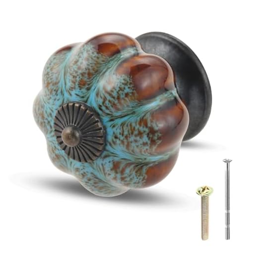 Mgoodoo 1.57'' Pumpkin Knobs, Ceramic Cabinet Knobs for Dresser Drawer Antique Drawer Pulls Decorative Knobs for Closet Cupboard Door Kitchen Furniture Hardware Handles Pulls Blue