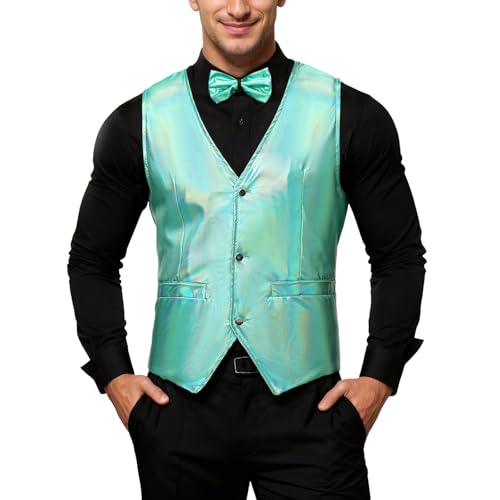 Tenue de soirée élégante à paillettes avec gilet disco brillant sans manches à nœud