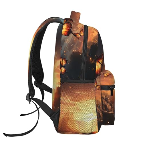 Casual Backpack for Women Men Butterflies Flying Around the Sun Lightweight Daypack Large Capacity Nurse Bag3