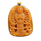 TIYRUS Collar con colgante de jade tallado con estatua de Buda de mil manos Guanyin Jade para hombre y mujer