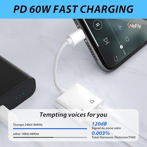 Image of USB C to 3.5mm Headphone and Charger Adapter, Type C to Aux Jack Dongle Cable Cord with PD Fast Charging for 1Ph /one 15 /16 /17 Pro /Max /Plus, SAMS /ung Gal /axy S22 /S23 /S24 ULT /ra (Type-c 3.5mm)